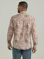 Men's Wrangler Retro Premium Western Snap Print Shirt Peach Paisley