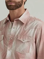 Men's Wrangler Retro® Premium Long Sleeve Western Snap Plaid Shirt Peach Fade