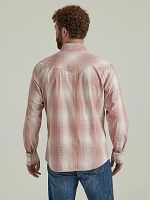 Men's Wrangler Retro® Premium Long Sleeve Western Snap Plaid Shirt Peach Fade