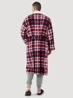 Plaid Flannel Sherpa Lined Robe in Red