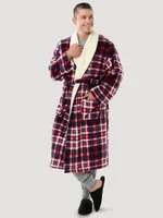 Plaid Flannel Sherpa Lined Robe in Red