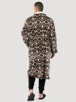 Flannel Printed Sherpa Lined Robe:Tan:One Size