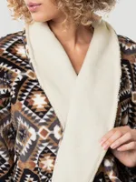 Flannel Printed Sherpa Lined Robe:Tan:One Size