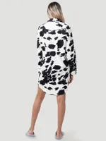 Women's Cow Print Sleep Shirt Black/White