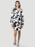 Women's Cow Print Sleep Shirt Black/White