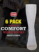 Mens Crew Work Socks 6-pack:Grey:One Size