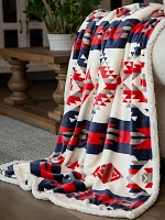 Wrangler Red White Blue Southwest Plush Throw Blanket:Multi:One Size