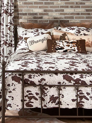 Wrangler Cowhide Print 3-Piece Queen Quilt Bedding Set in Brown