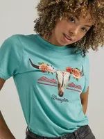 Women's Flower Skull Graphic Tee Porcelain