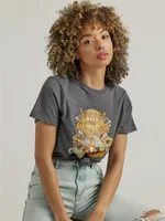 Women's Rock & Roll Lotus Tee Charcoal