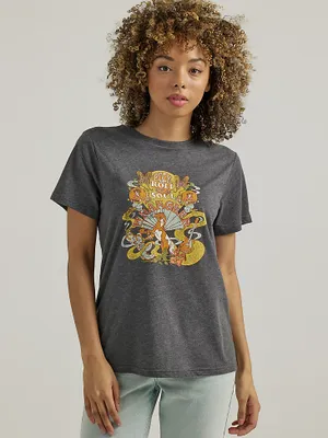 Women's Rock & Roll Lotus Tee Charcoal