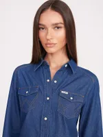 Wrangler + STAUD The Western Shirt Dark Rinse