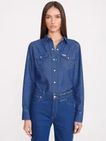 Wrangler + STAUD The Western Shirt Dark Rinse