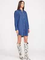 Wrangler + STAUD The Oversized Western Shirt Dark Rinse