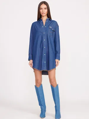 Wrangler + STAUD The Oversized Western Shirt Dark Rinse