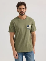 Men's Wrangler Stars and Stripes Flag Graphic T-Shirt Deep Lichen Green