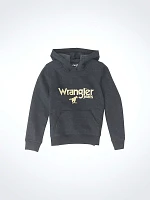 Boy's Wrangler Front Animal Logo Pullover Hoodie Jet Black