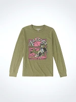 Boy's Long Sleeve Bucking Bronco Graphic T-Shirt Burnt Olive Heather