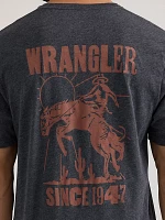 Men's Wrangler Bucking Cowboy Back Graphic T-Shirt Washed Black