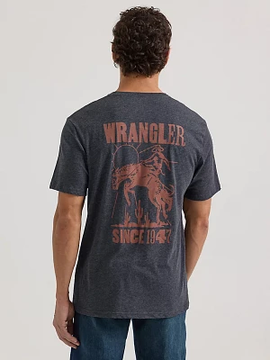 Men's Wrangler Bucking Cowboy Back Graphic T-Shirt Washed Black