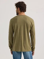 Men's Long Sleeve Rope Arm Logo Graphic T-Shirt Burnt Olive Heather