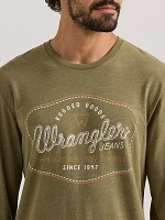 Men's Long Sleeve Rope Arm Logo Graphic T-Shirt Burnt Olive Heather