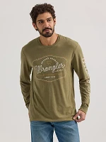 Men's Long Sleeve Rope Arm Logo Graphic T-Shirt Burnt Olive Heather