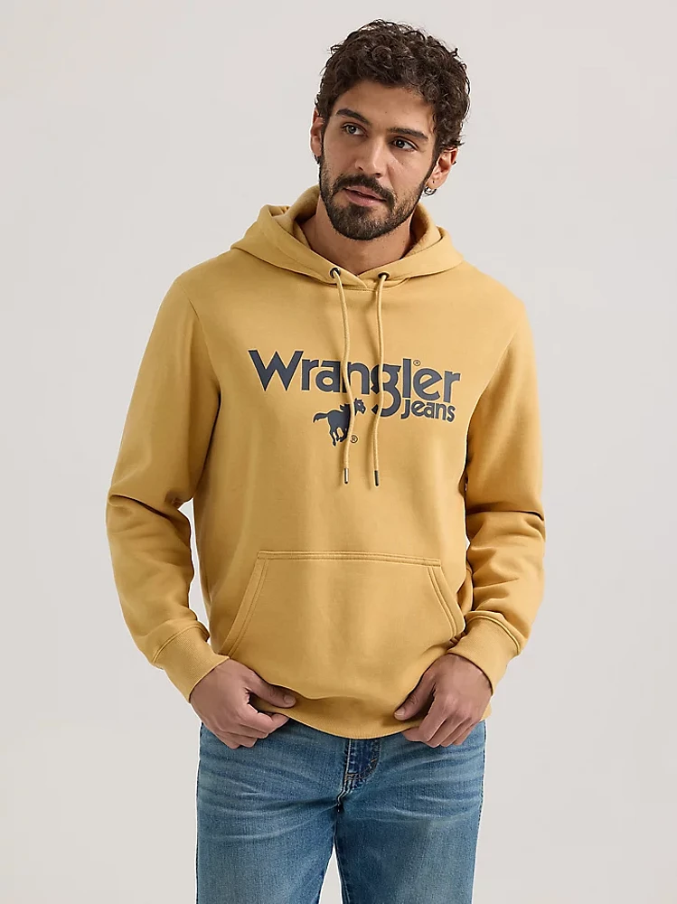 Men's Wrangler Front Animal Logo Pullover Hoodie Pale Gold