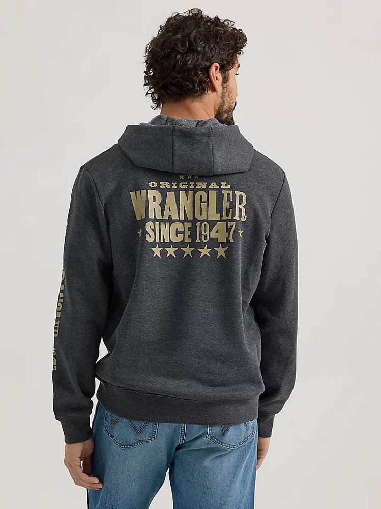 Men's 1947 Wrangler Logo Pullover Hoodie Washed Black