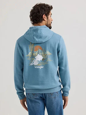 Men's Desert Cacti Wrangler Logo Pullover Hoodie Medium Blue