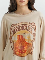 Women's Wrangler Graphic Long Sleeve Relaxed Tee Moonlight Beige