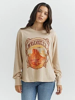 Women's Wrangler Graphic Long Sleeve Relaxed Tee Moonlight Beige