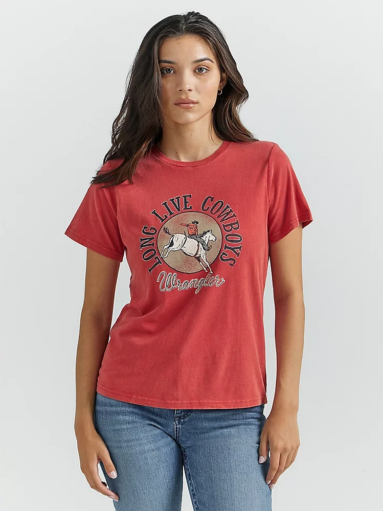 Women's Wrangler Long Live Cowboys® Reg Fit Tee Salsa