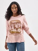 Women's Wrangler Graphic Long Sleeve Relaxed Tee Misty Rose