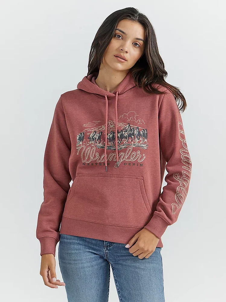 Women's Wrangler Horse Stampede Hoodie Cowhide