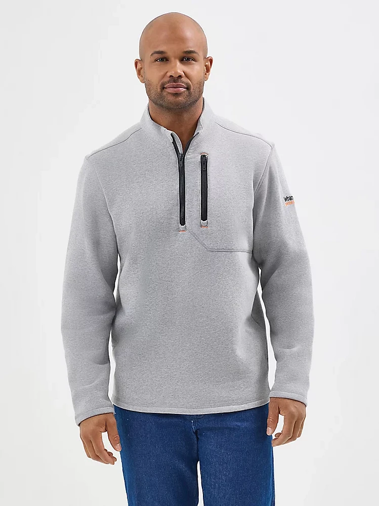 Wrangler® FR Flame Resistant Quarter Zip Pullover Grey Heather