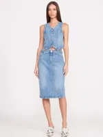 Wrangler + STAUD The Pencil Skirt Mid Blue