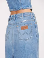 Wrangler + STAUD The Pencil Skirt Mid Blue