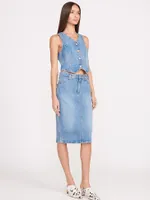 Wrangler + STAUD The Pencil Skirt Mid Blue