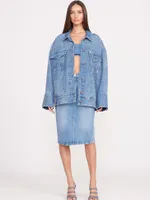 Wrangler + STAUD The Pencil Skirt Mid Blue