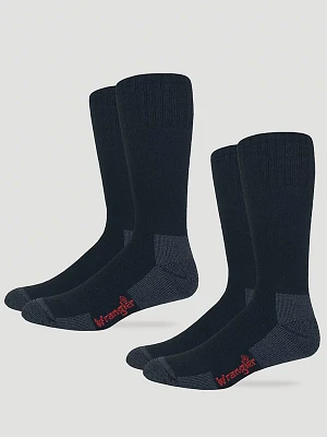 Mens Merino Wool Blend Work Sock 2-pack:Black:ONE SIZE