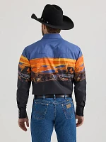 Men's Checotah® Long Sleeve Western Snap Printed Shirt Panorama Black