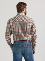 Men's Wrangler Retro® Long Sleeve Sawtooth Snap Pocket Western Shirt Brown Bark