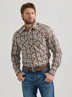 Men's Wrangler Retro® Long Sleeve Sawtooth Snap Pocket Western Shirt Brown Bark