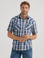 Men's Short Sleeve Plaid Shirt Bright Colbalt