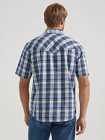 Men's Short Sleeve Plaid Shirt Bright Colbalt