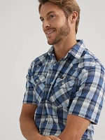 Men's Short Sleeve Plaid Shirt Bright Colbalt