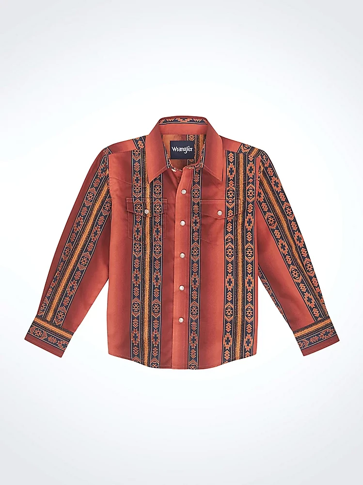 Boy's Checotah Long Sleeve Western Snap Shirt Rusty Orange