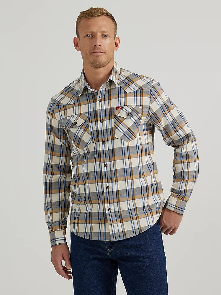 Men's Cowboy Wash Plaid Shirt Almond Milk