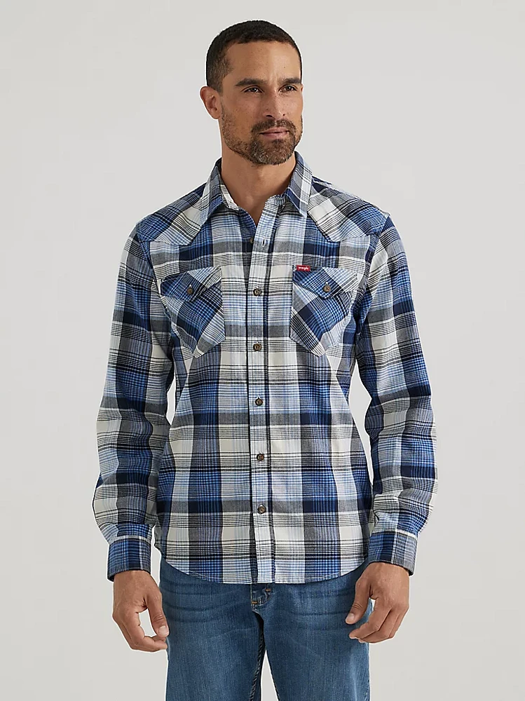 Men's Cowboy Wash Plaid Shirt Bright Cobalt